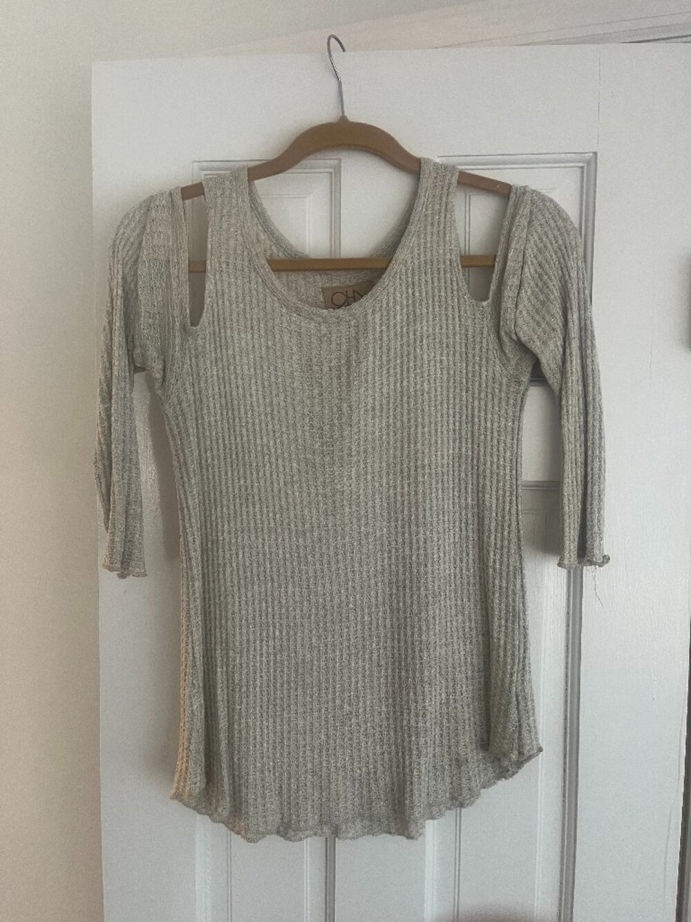 Chaser Brand Waffle Knit Cold Shoulder Tunic Top